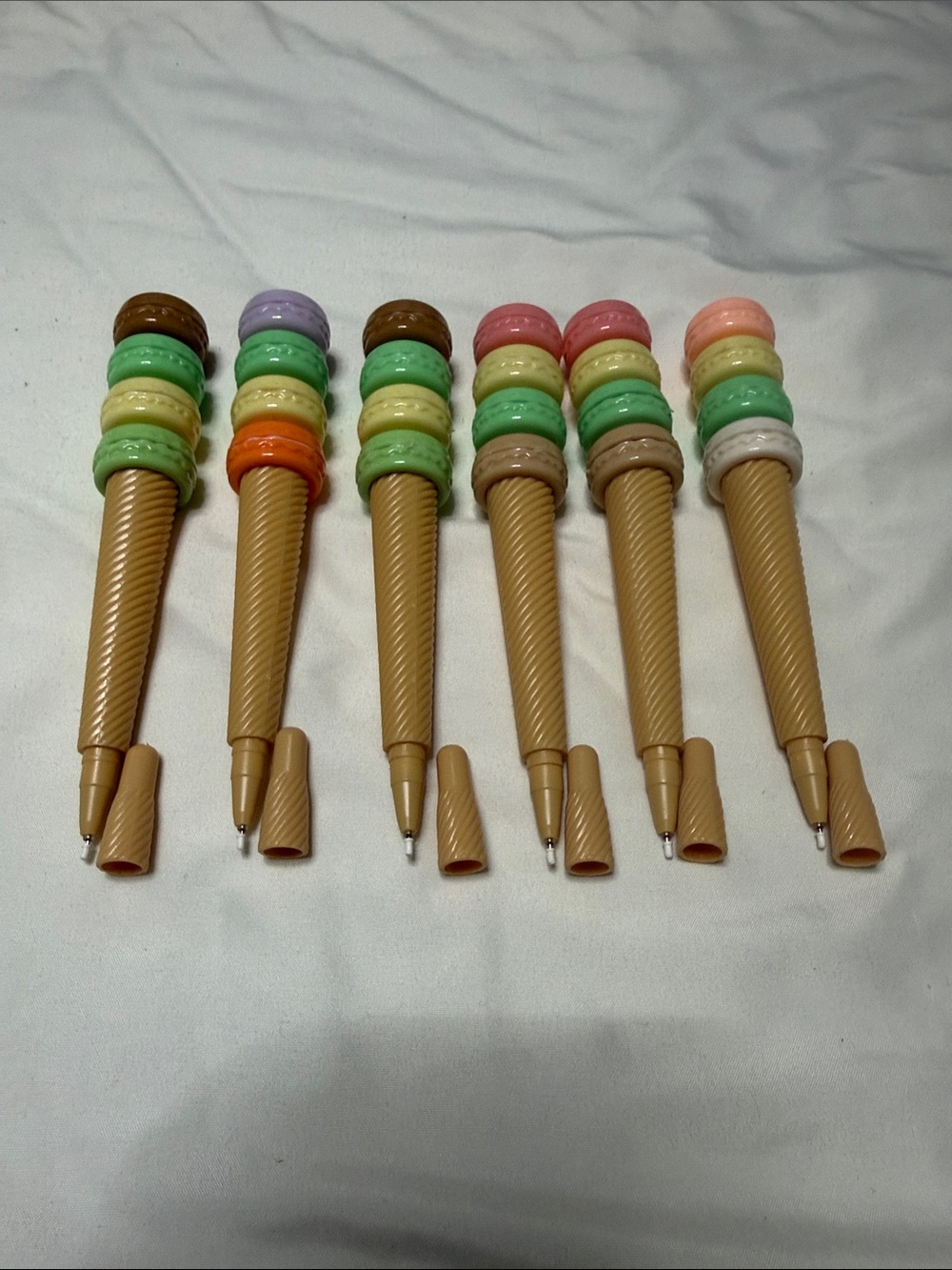 Sets of 12 Ice Cream Cone Party Pens - Assorted Pastel Colors Black Ink